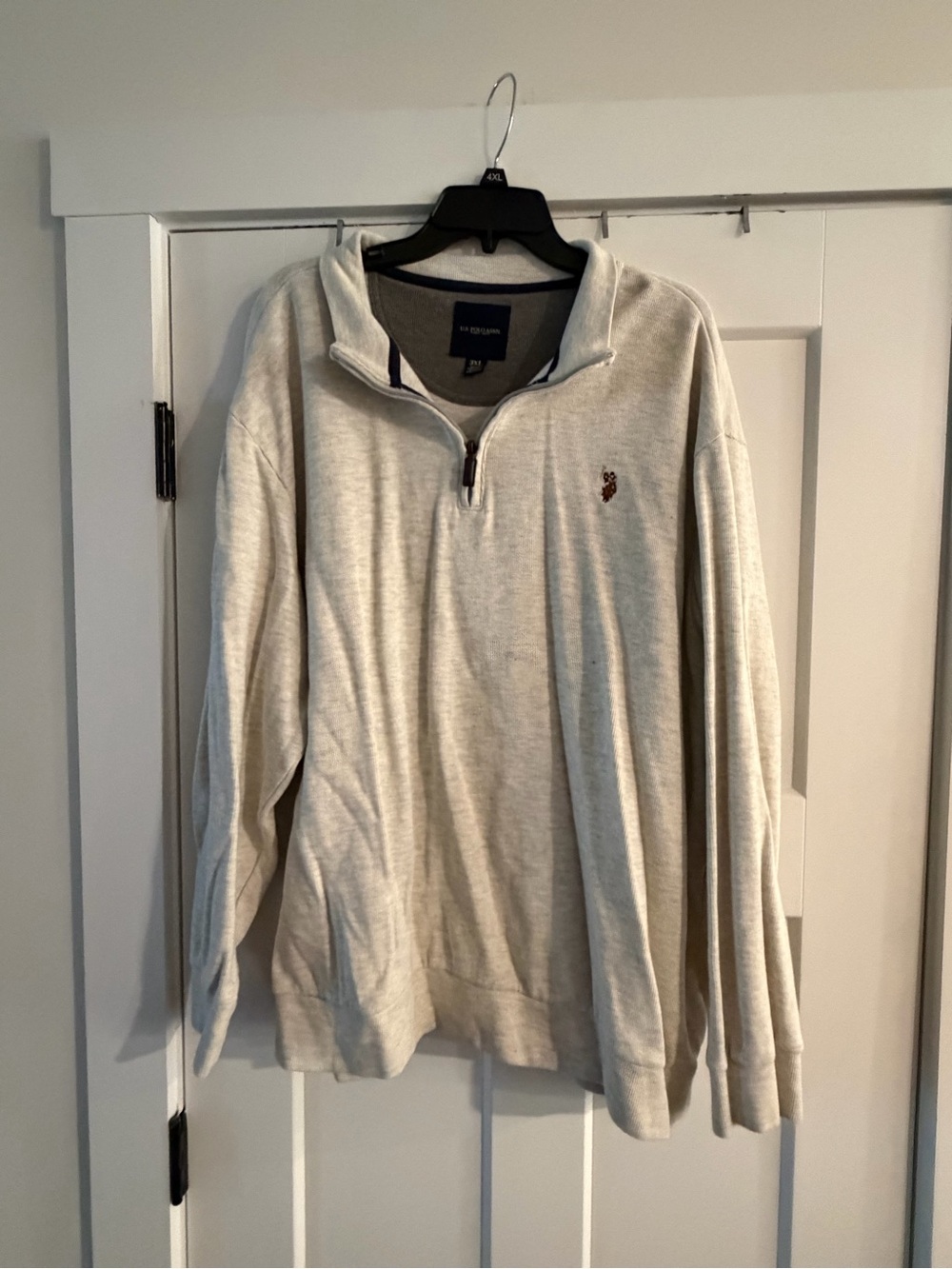 U.S Polo Assn. Men's Cream Quarter-Zip Sweater